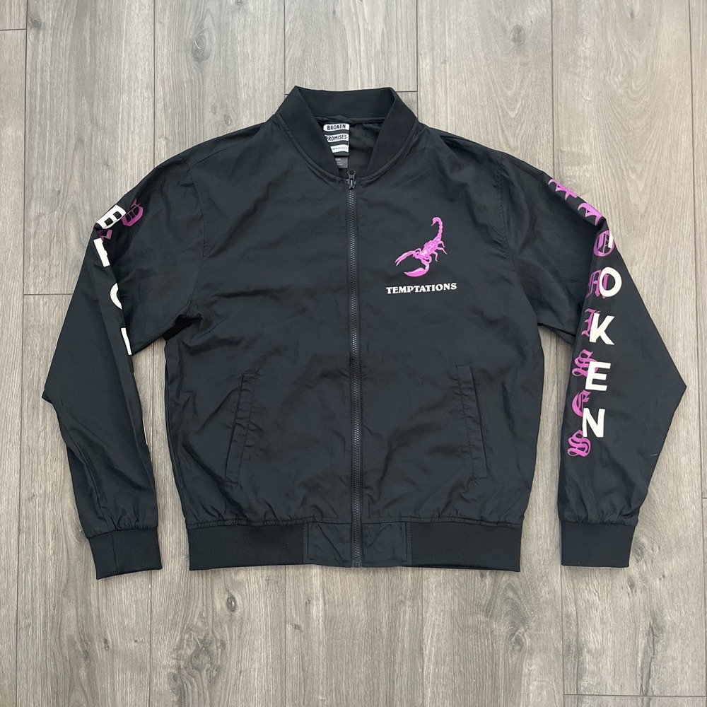 Broken Promises Temptations Mens M Full Zip Jacket Black Scorpion Graphic